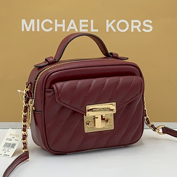 Miss Me Handbags - Michael Kors Rose Small Top Handle Crossbody Quilted Merlot